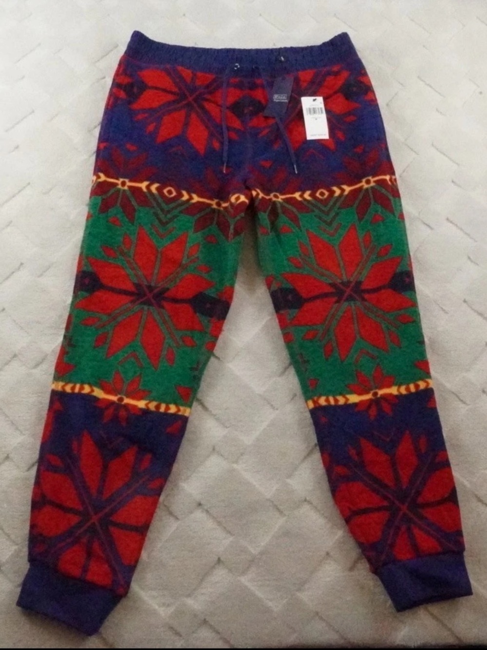 Polo Ralph Lauren Fair Isle Fleece Jogger Pant Mens Medium Multi Color